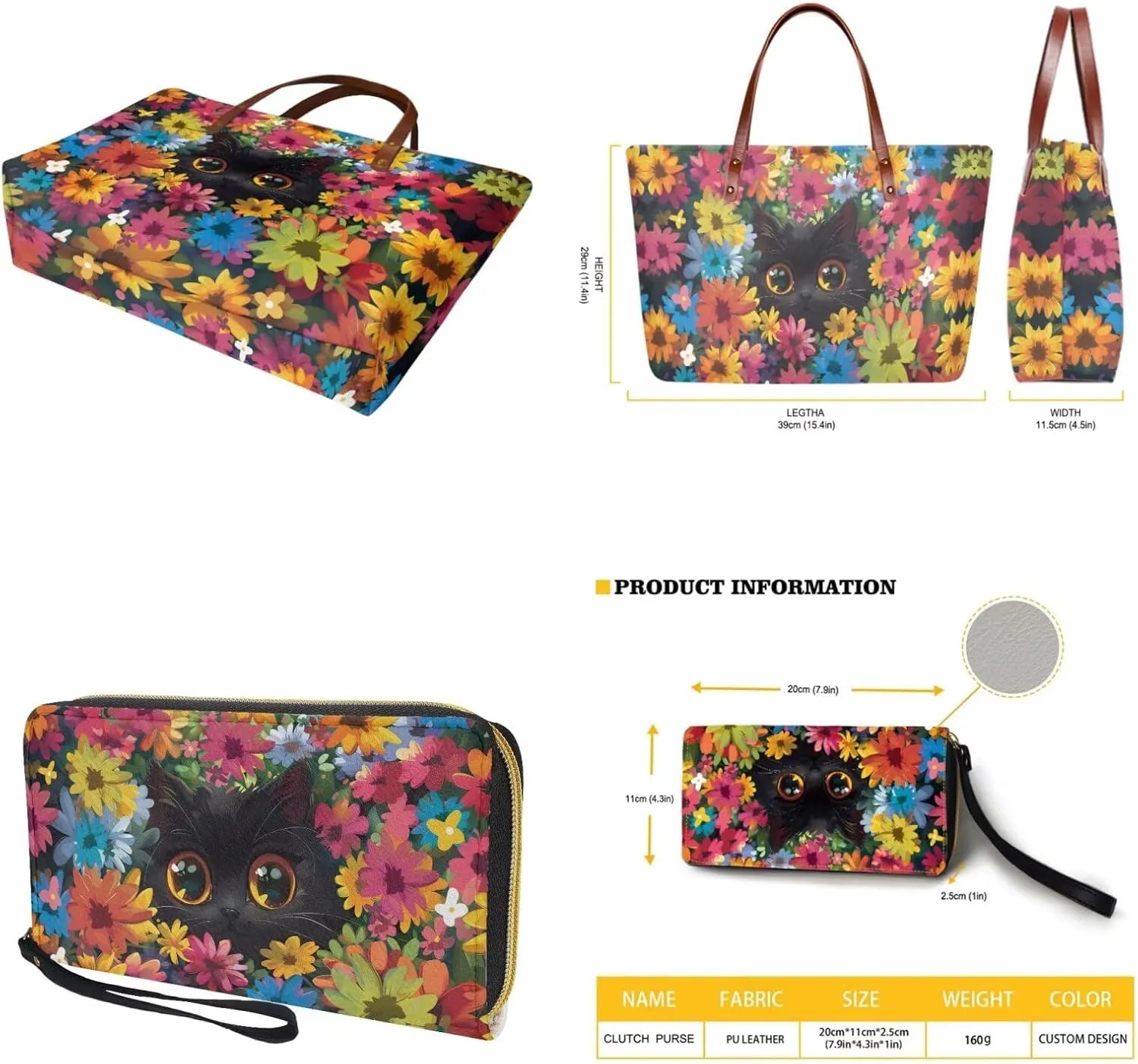 Tote Bag and Wallet Set for Women Handbags with Matching Wallets Satchel Purse 2PCS Clutch Purse for Outdoor
