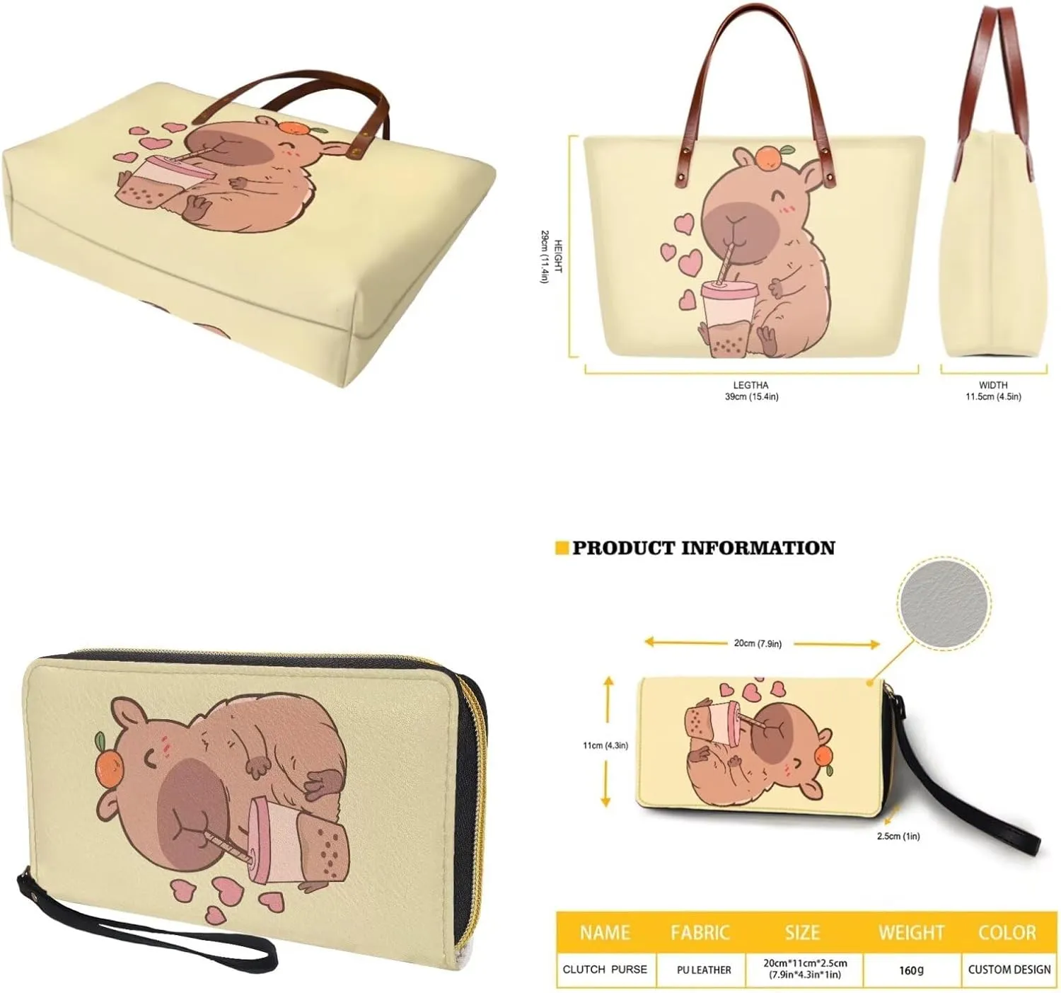 Tote Bag and Wallet Set for Women Handbags with Matching Wallets Satchel Purse 2PCS Clutch Purse for Outdoor