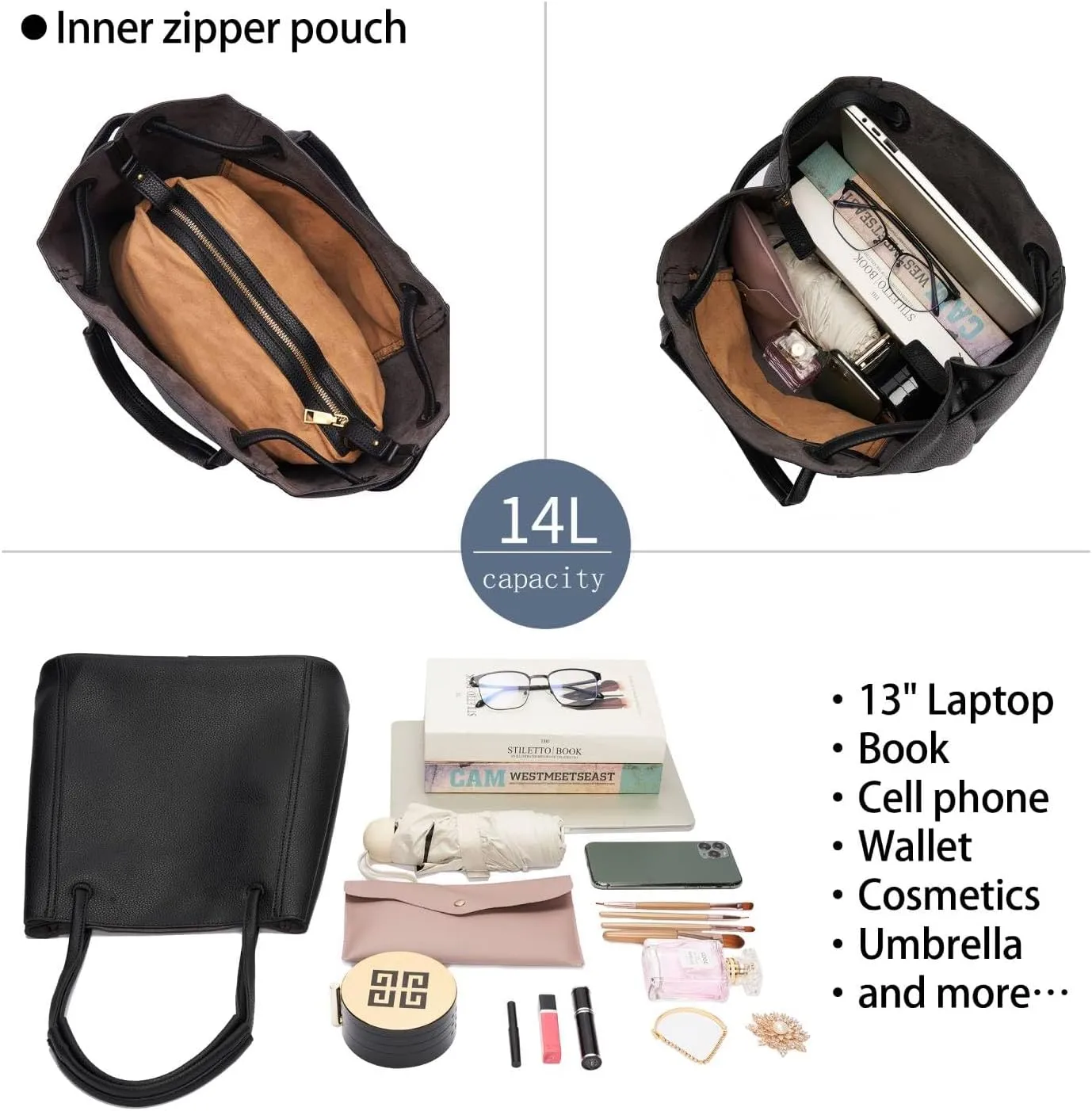 Tote Bag for Women Large Shoulder Bag Work Casual Handbags 2025 with Adjustable Strap 2PCS