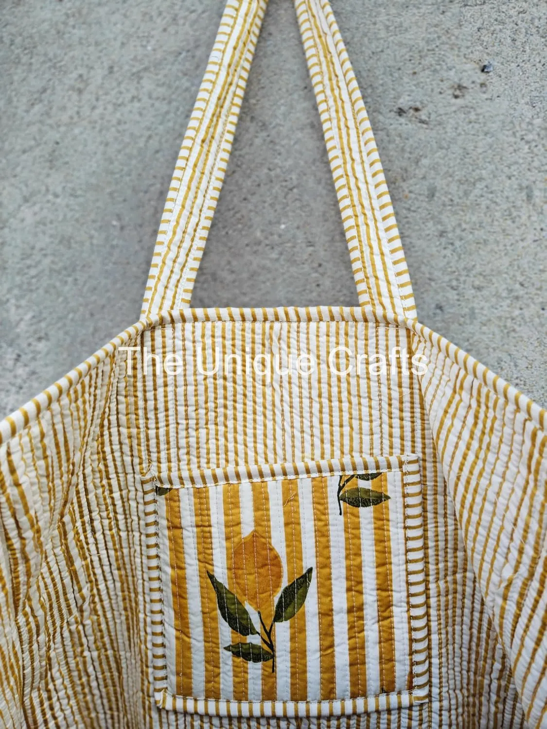 Tote Bag For Women, Shoulder Purse with Inner Pocket, Quilted Cotton Handprinted Reversible Large Multicolor Tote Bag