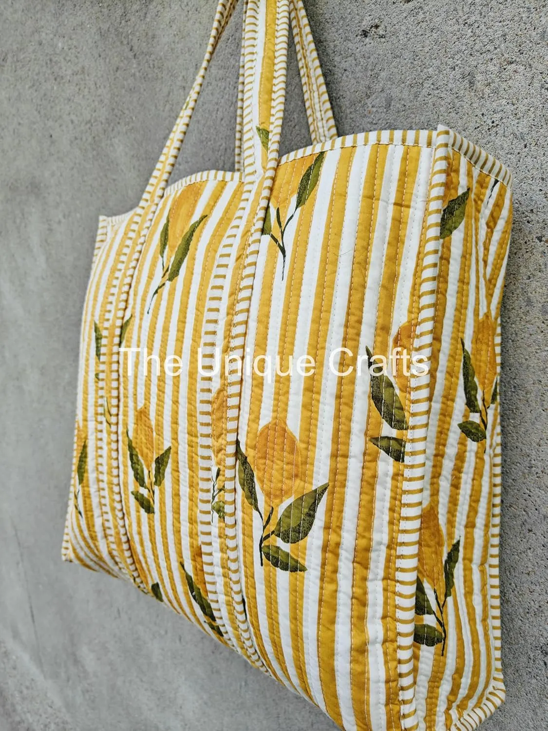 Tote Bag For Women, Shoulder Purse with Inner Pocket, Quilted Cotton Handprinted Reversible Large Multicolor Tote Bag