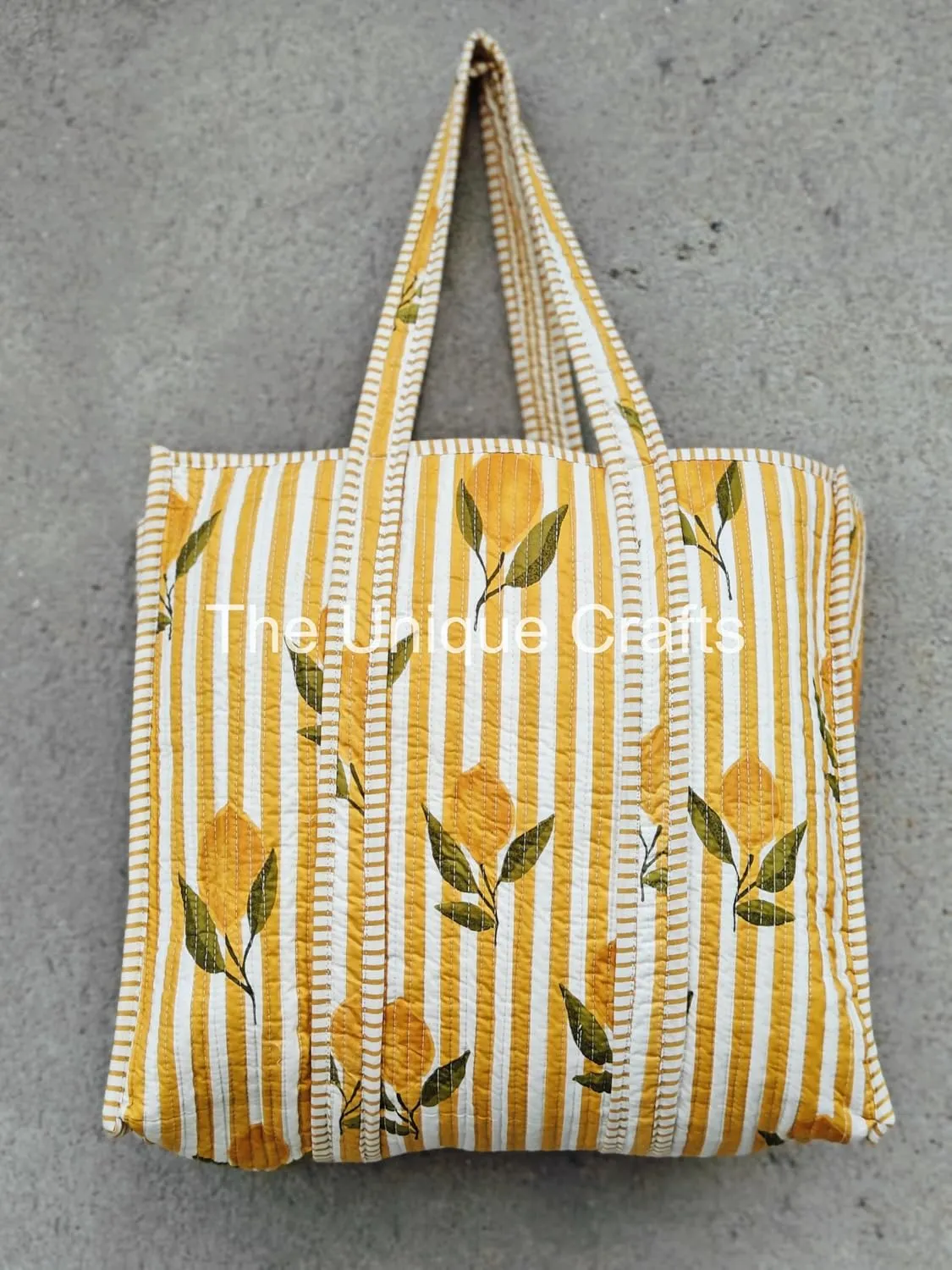 Tote Bag For Women, Shoulder Purse with Inner Pocket, Quilted Cotton Handprinted Reversible Large Multicolor Tote Bag