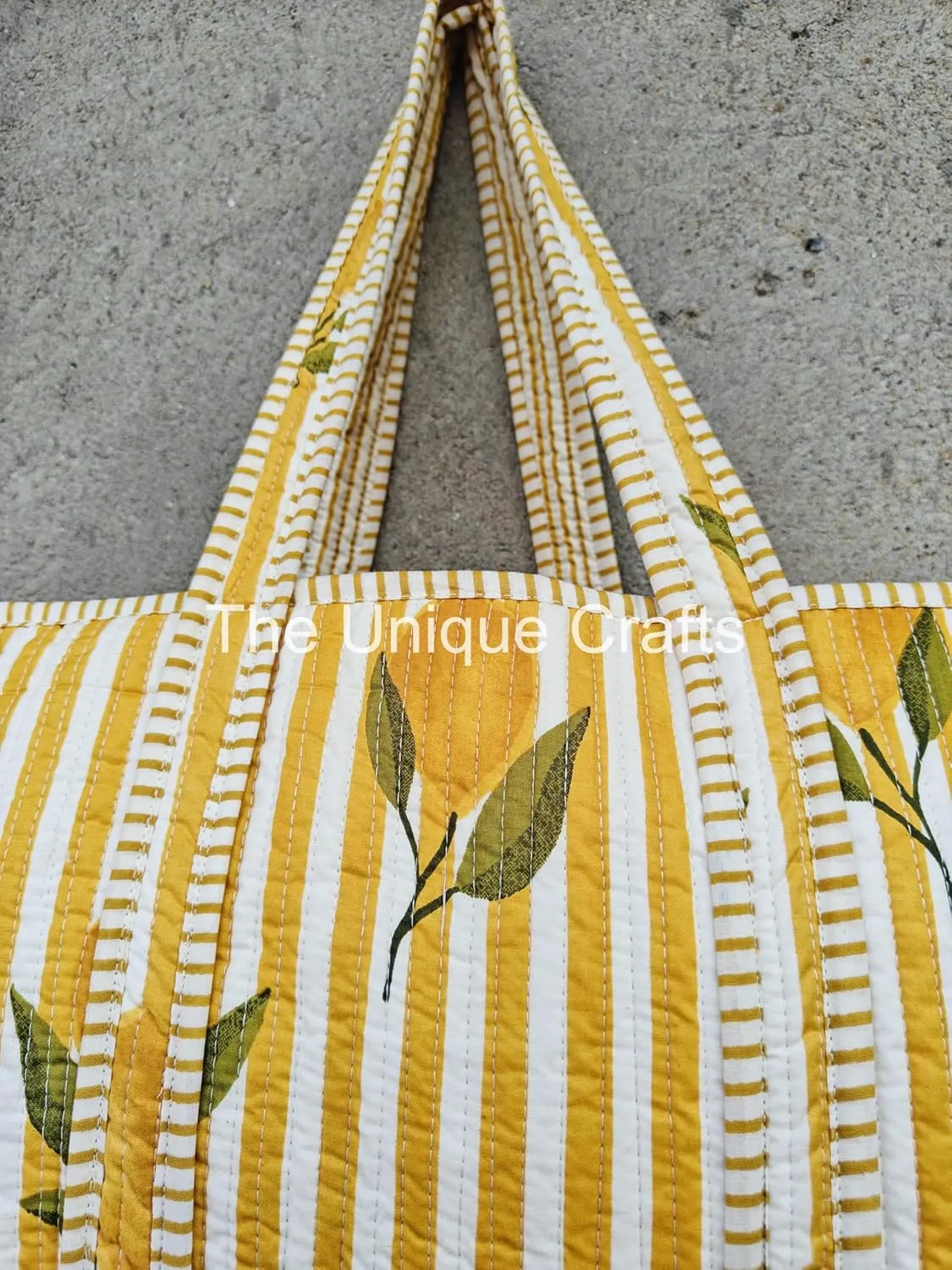 Tote Bag For Women, Shoulder Purse with Inner Pocket, Quilted Cotton Handprinted Reversible Large Multicolor Tote Bag