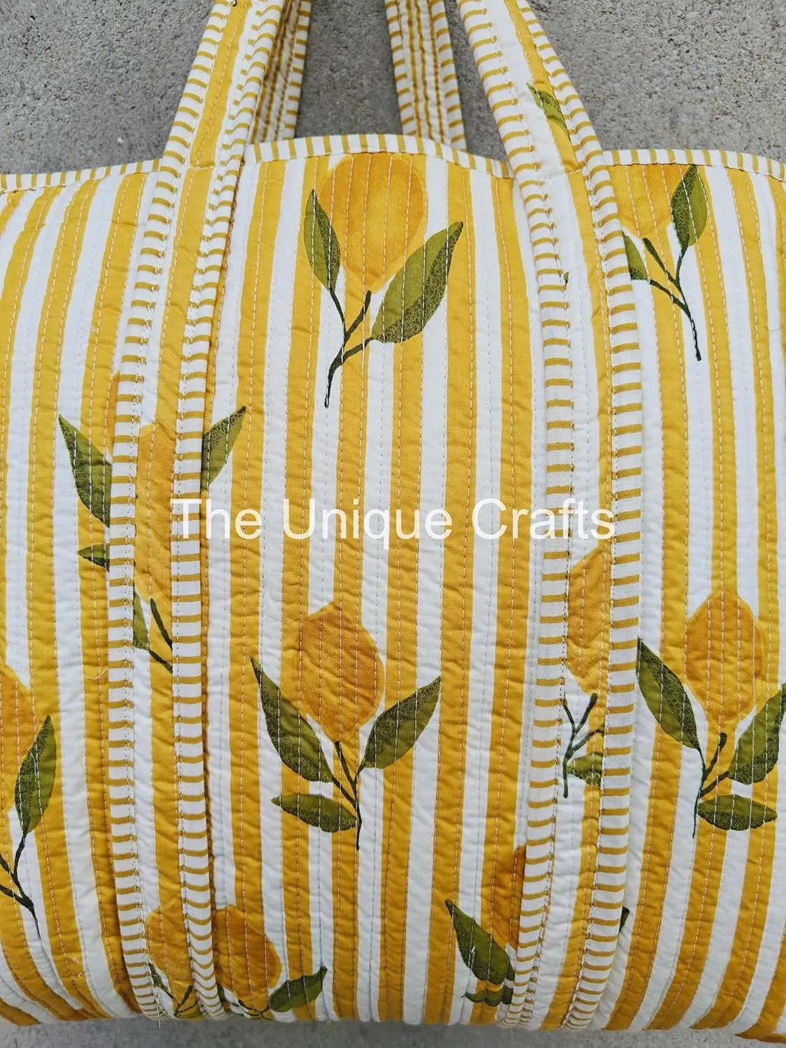 Tote Bag For Women, Shoulder Purse with Inner Pocket, Quilted Cotton Handprinted Reversible Large Multicolor Tote Bag