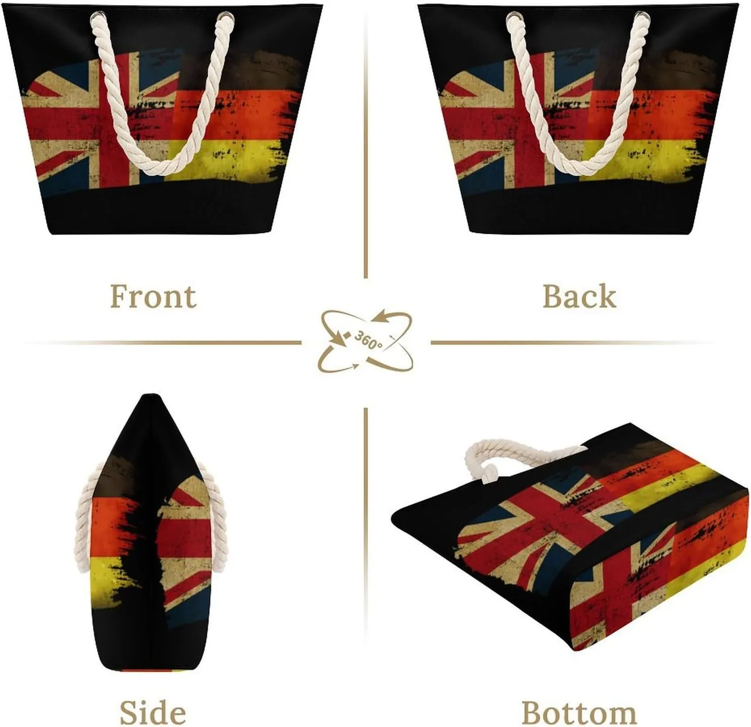 Tote Bag Large Handles Beach Bag with Zipper for Shopping Groceries Travel Outdoors Swim Pool Bag