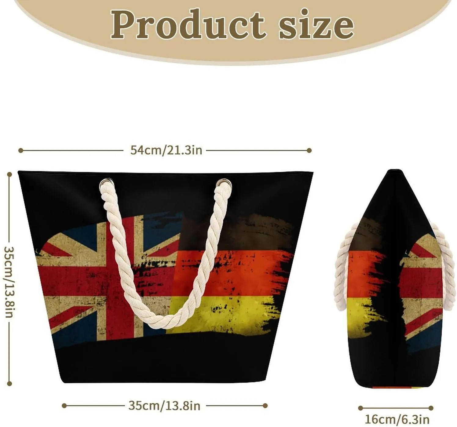Tote Bag Large Handles Beach Bag with Zipper for Shopping Groceries Travel Outdoors Swim Pool Bag