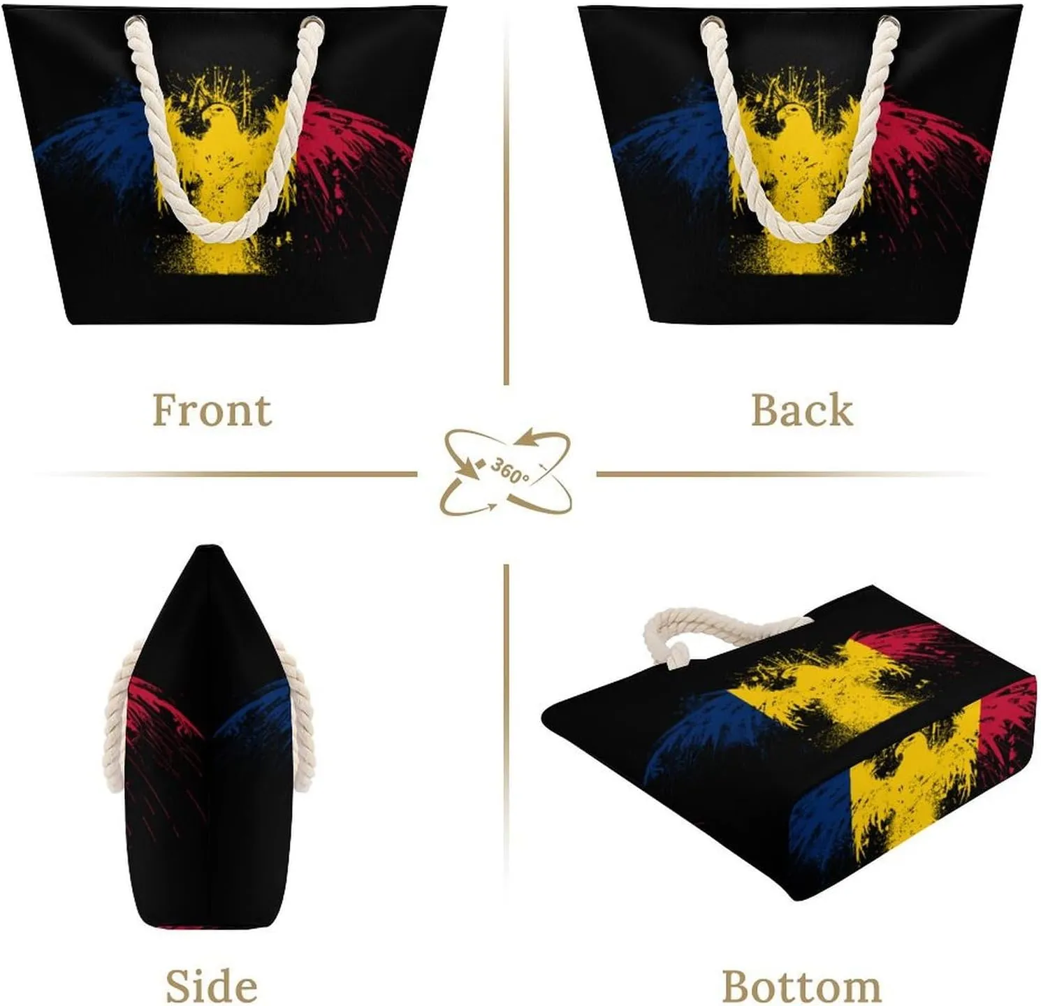 Tote Bag Large Handles Beach Bag with Zipper for Shopping Groceries Travel Outdoors Swim Pool Bag