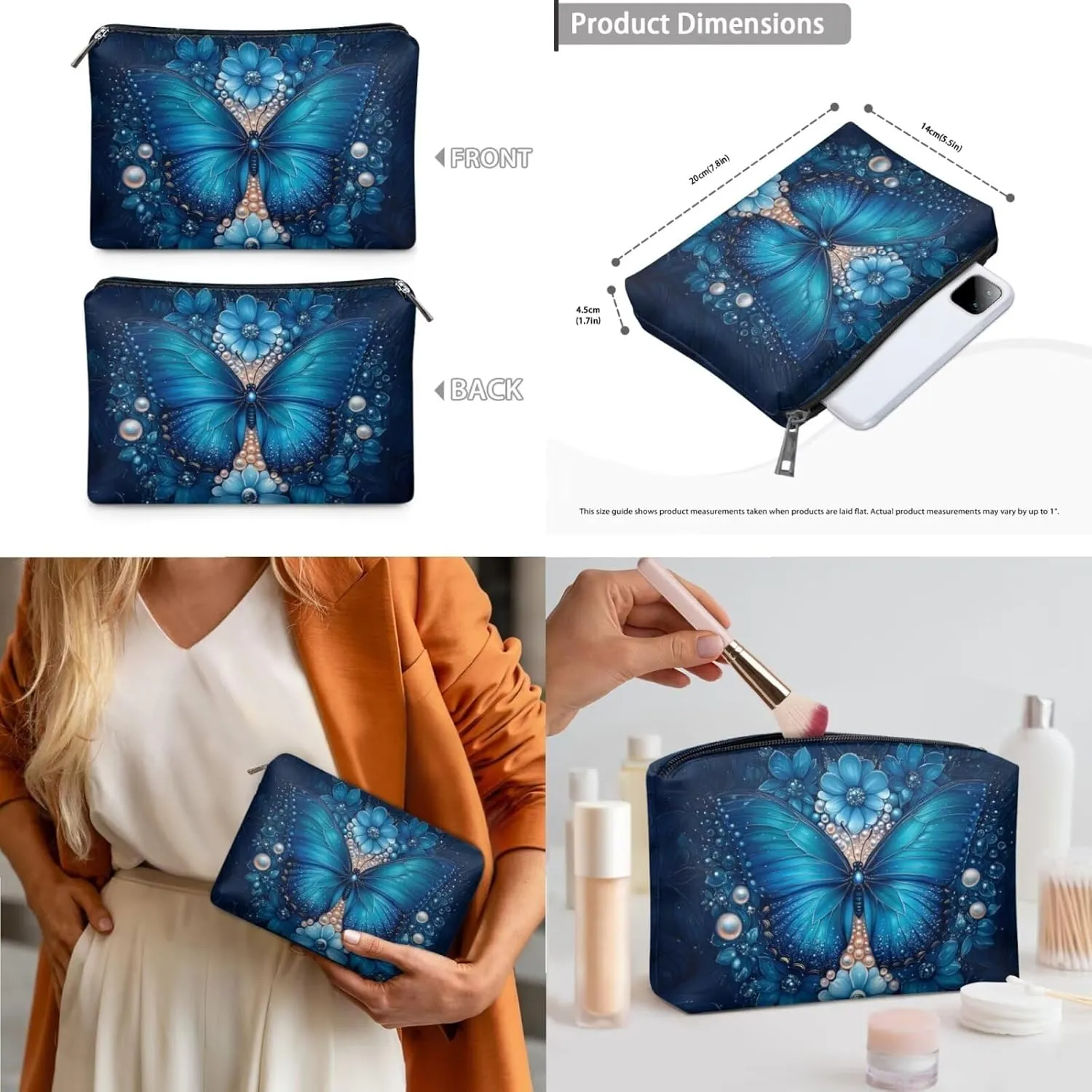 Tote Bag with Zipper Womens Leathe Handbags and Clutch Wallet Set Fashion Daypack