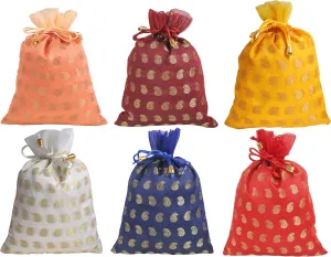 Touchstone Drawstring Bags Traditional Indian Handcrafted Fabric Perfect for Gifts Jewelry Weddings Pouches Purses Potli