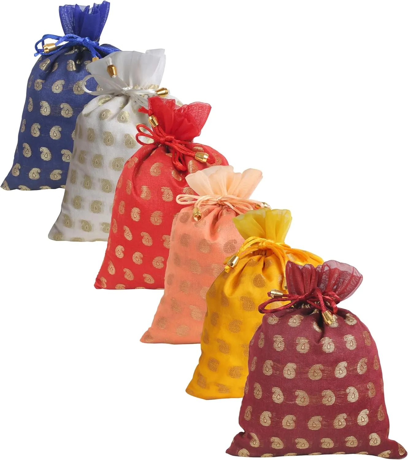 Touchstone Drawstring Bags Traditional Indian Handcrafted Fabric Perfect for Gifts Jewelry Weddings Pouches Purses Potli