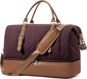 Travel Bag For Men, Gym Bag With Wet Pocket And Shoe Compartment, Weekender Overnight Bag,Carry On Bag Suitable For Traveling, Business Trip, Outdoor(Purple)