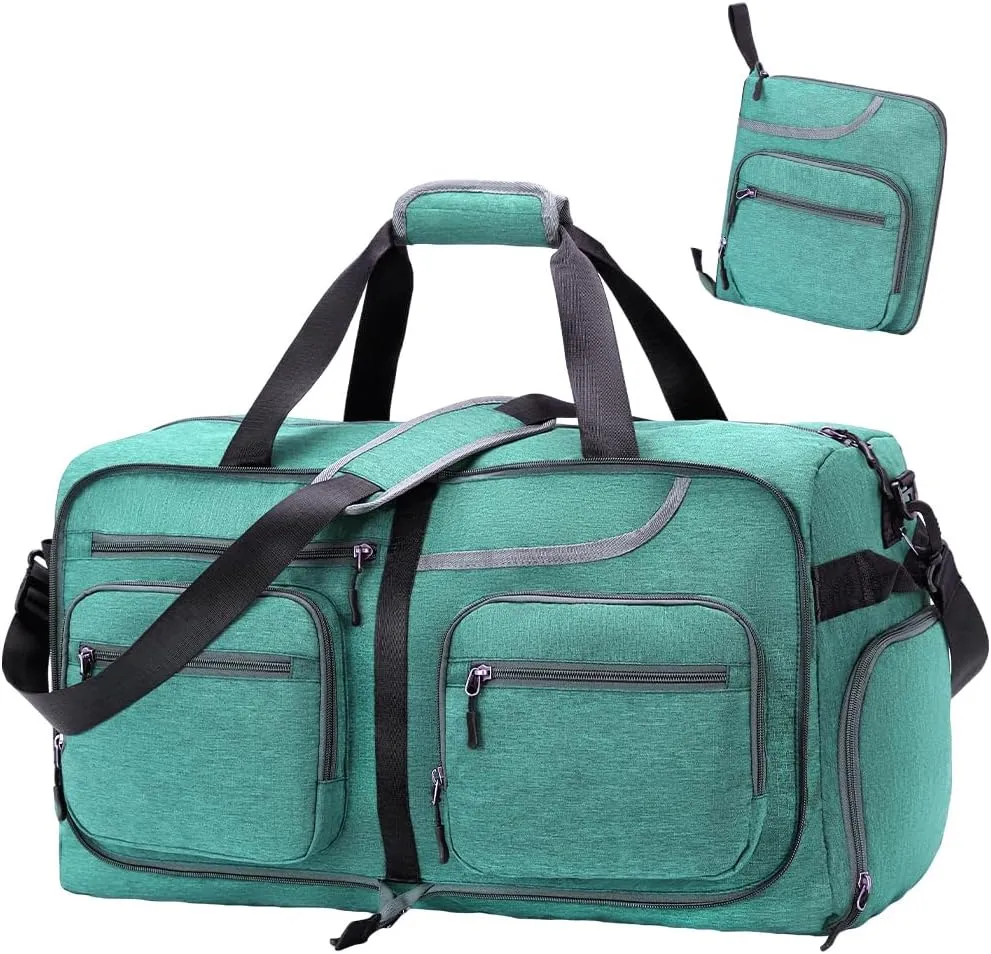 Travel Duffel Bag, 65L Foldable Travel Duffle Bag with Shoes Compartment and wet pocket, Waterproof & Tear Resistant