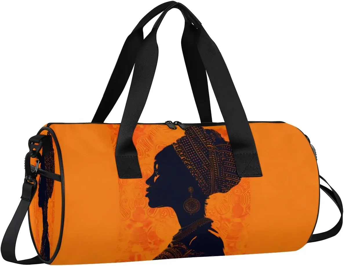 Travel Duffel Bag Africa Woman Ethnic Sports Gym Bag for Womens Mens, Waterproof Weekend Overnight Bags Lightweight Carry on Bags for Airplanes Yoga Dance Beach Swim Hospital Holdalls,A-1703