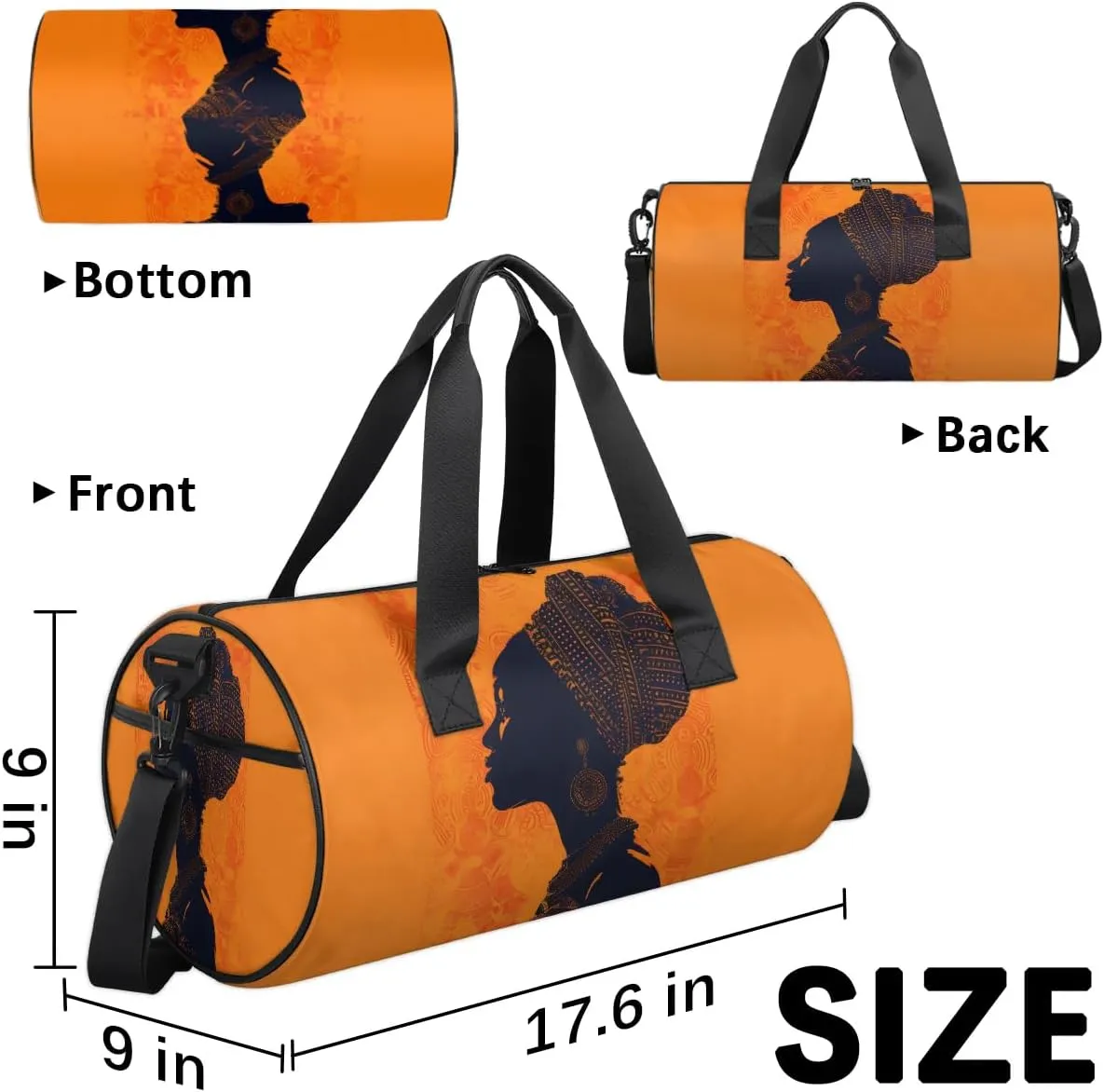 Travel Duffel Bag Africa Woman Ethnic Sports Gym Bag for Womens Mens, Waterproof Weekend Overnight Bags Lightweight Carry on Bags for Airplanes Yoga Dance Beach Swim Hospital Holdalls,A-1703