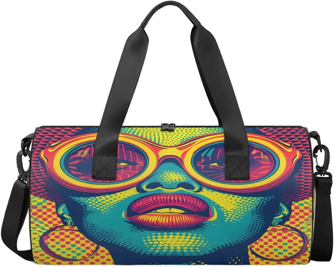 Travel Duffel Bag African Girl Sports Gym Bag for Womens Mens, Waterproof Weekend Overnight Bag Lightweight Carry on Bag for Airplanes Yoga Dance Beach Swim Hospital Holdalls,A-1032