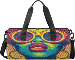 Travel Duffel Bag African Girl Sports Gym Bag for Womens Mens, Waterproof Weekend Overnight Bag Lightweight Carry on Bag for Airplanes Yoga Dance Beach Swim Hospital Holdalls,A-1032
