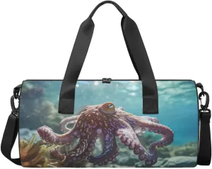 Travel Duffel Bag Animal Ocean Octopus Sports Gym Bag for Womens Mens, Waterproof Weekend Overnight Bag Lightweight Carry on Bag for Airplanes Yoga Dance Beach Swim Hospital Holdalls,A-1772