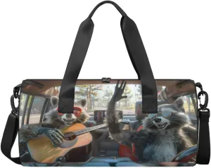 Travel Duffel Bag Animal Raccoon Sports Gym Bag for Womens Mens, Waterproof Weekend Overnight Bag Lightweight Carry on Bag for Airplanes Yoga Dance Beach Swim Hospital Holdalls,A-1780