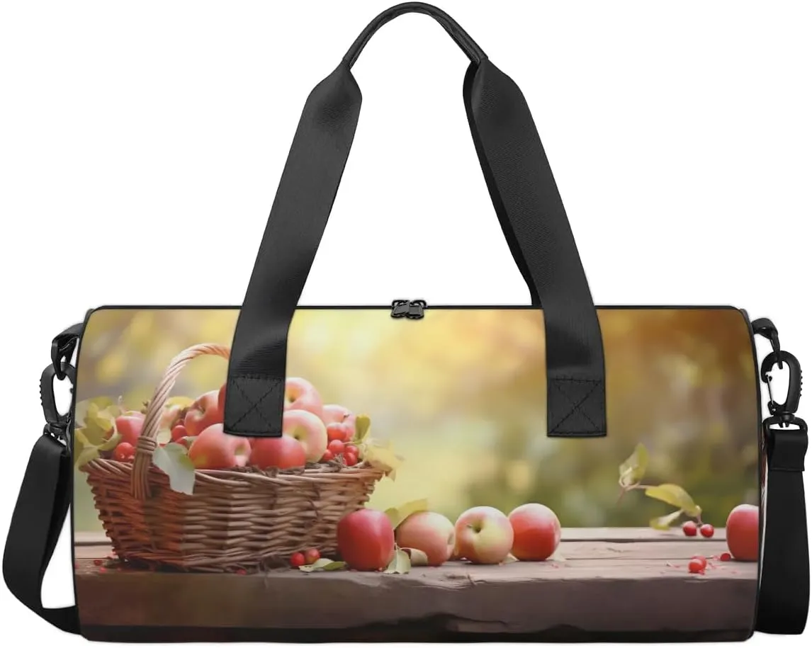 Travel Duffel Bag Apples Sports Gym Bag for Womens Mens, Waterproof Weekend Overnight Bag Lightweight Carry on Bag for Airplanes Yoga Dance Beach Swim Hospital Holdalls,A-1807, 17.6x9x9 inch