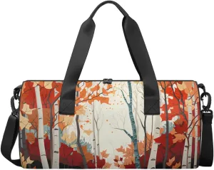 Travel Duffel Bag Birch Tree Sports Gym Bag for Womens Mens, Waterproof Weekend Overnight Bag Lightweight Carry on Bag for Airplanes Yoga Dance Beach Swim Hospital Holdalls,A-1860