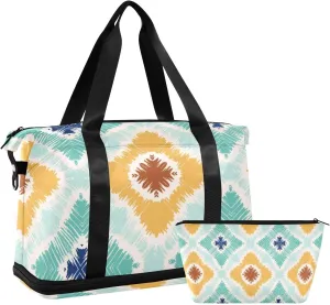 Travel Duffel Bag Boho Style Gym Duffel Bag for Men & Women with Shoe & Wet Compartment Shoulder Weekender Overnight Bag