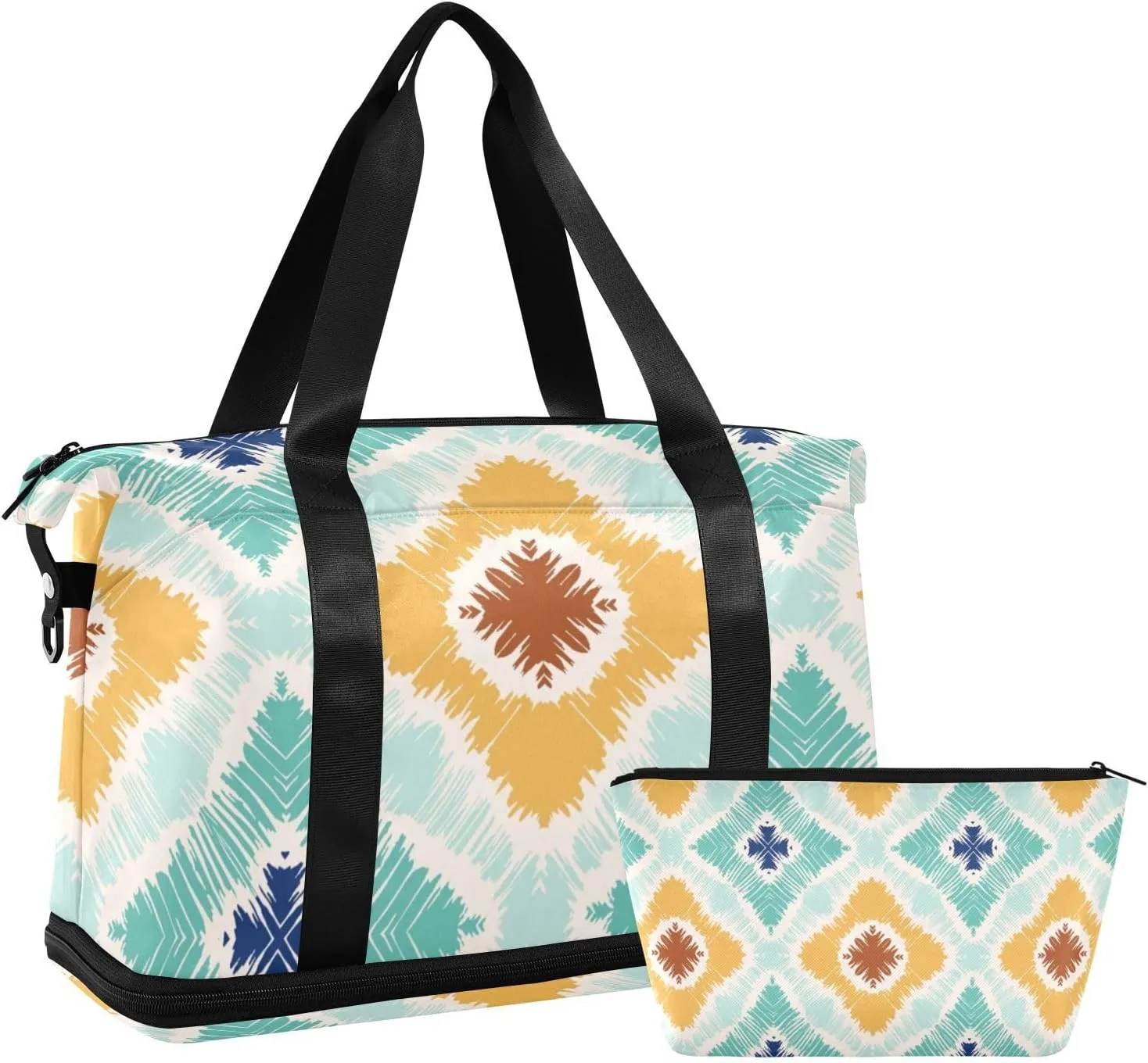 Travel Duffel Bag Boho Style Gym Duffel Bag for Men & Women with Shoe & Wet Compartment Shoulder Weekender Overnight Bag