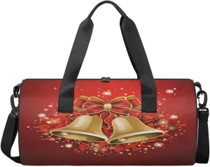 Travel Duffel Bag Christmas Bell Sports Gym Bag for Womens Mens, Waterproof Weekend Overnight Bag Lightweight Carry on Bag for Airplanes Yoga Dance Beach Swim Hospital Holdalls,A-590