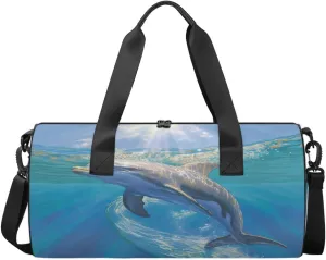 Travel Duffel Bag Cut Ocean Dolphin Sports Gym Bag for Womens Mens, Waterproof Weekend Overnight Bag Lightweight Carry on Bag for Airplanes Yoga Dance Beach Swim Hospital Holdalls,A-1098
