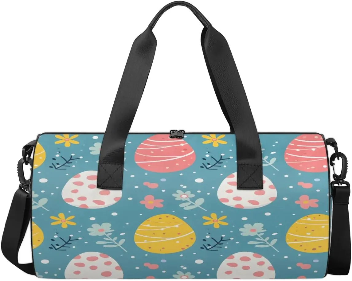 Travel Duffel Bag Easter Egg Flower Sports Gym Bag for Womens Mens, Waterproof Weekend Overnight Bag Lightweight Carry on Bag for Airplanes Yoga Dance Beach Swim Hospital Holdalls,A-422