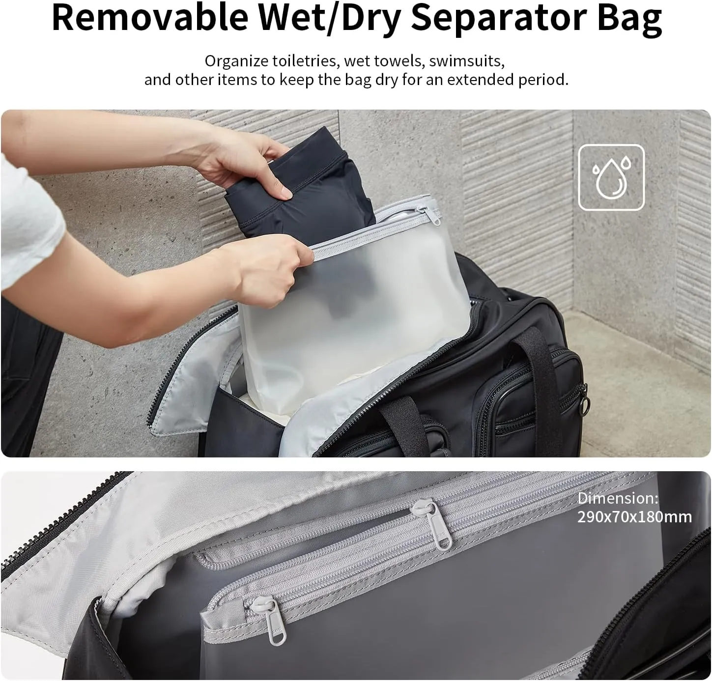 Travel Duffel Bag, Expandable Black Duffle Bag for Travel with Wet Pocket, Carry on Weekender Bags for Men Women, Large Capacity & Water Resistant Gym Duffel Bag Sport bag (Plus)