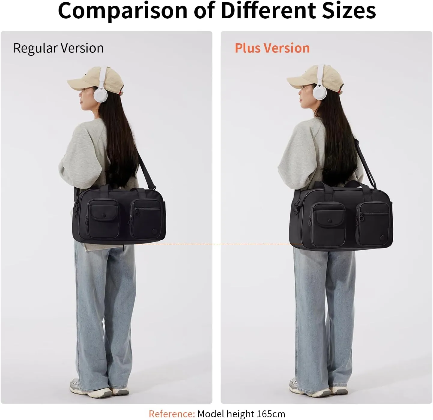 Travel Duffel Bag, Expandable Black Duffle Bag for Travel with Wet Pocket, Carry on Weekender Bags for Men Women, Large Capacity & Water Resistant Gym Duffel Bag Sport bag (Plus)