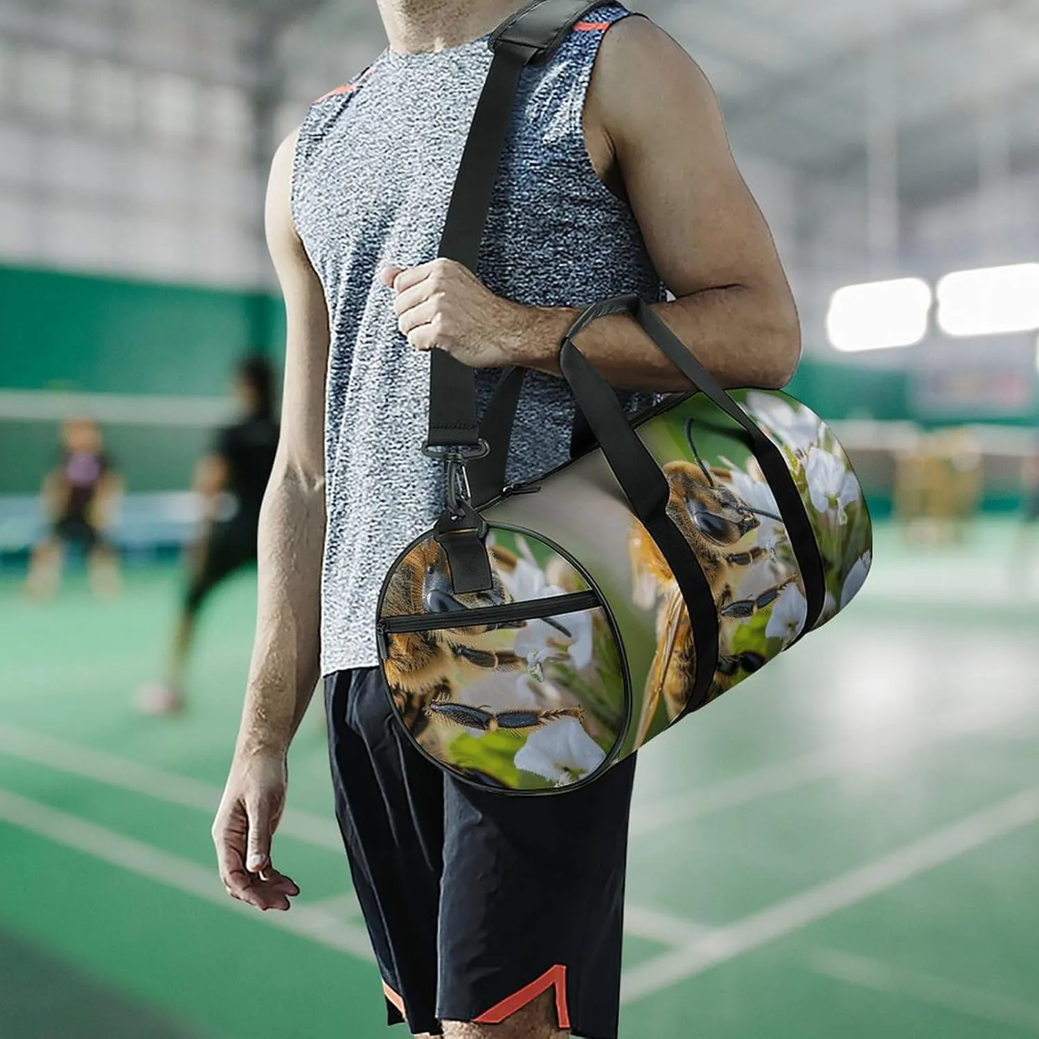 Travel Duffel Bag for Men And Women,A Curious Bee Waterproof Sports Fitness Bag Portable Travel Duffel Bag