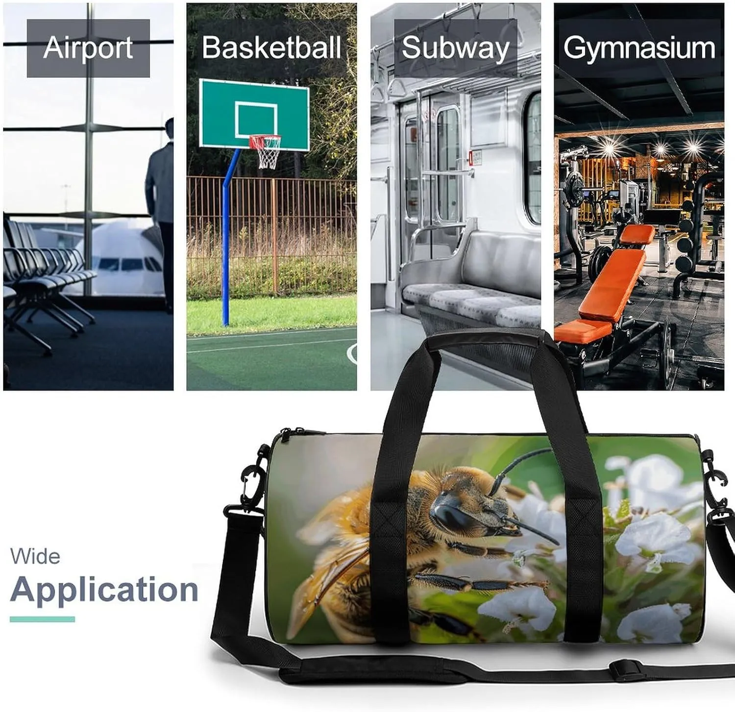 Travel Duffel Bag for Men And Women,A Curious Bee Waterproof Sports Fitness Bag Portable Travel Duffel Bag