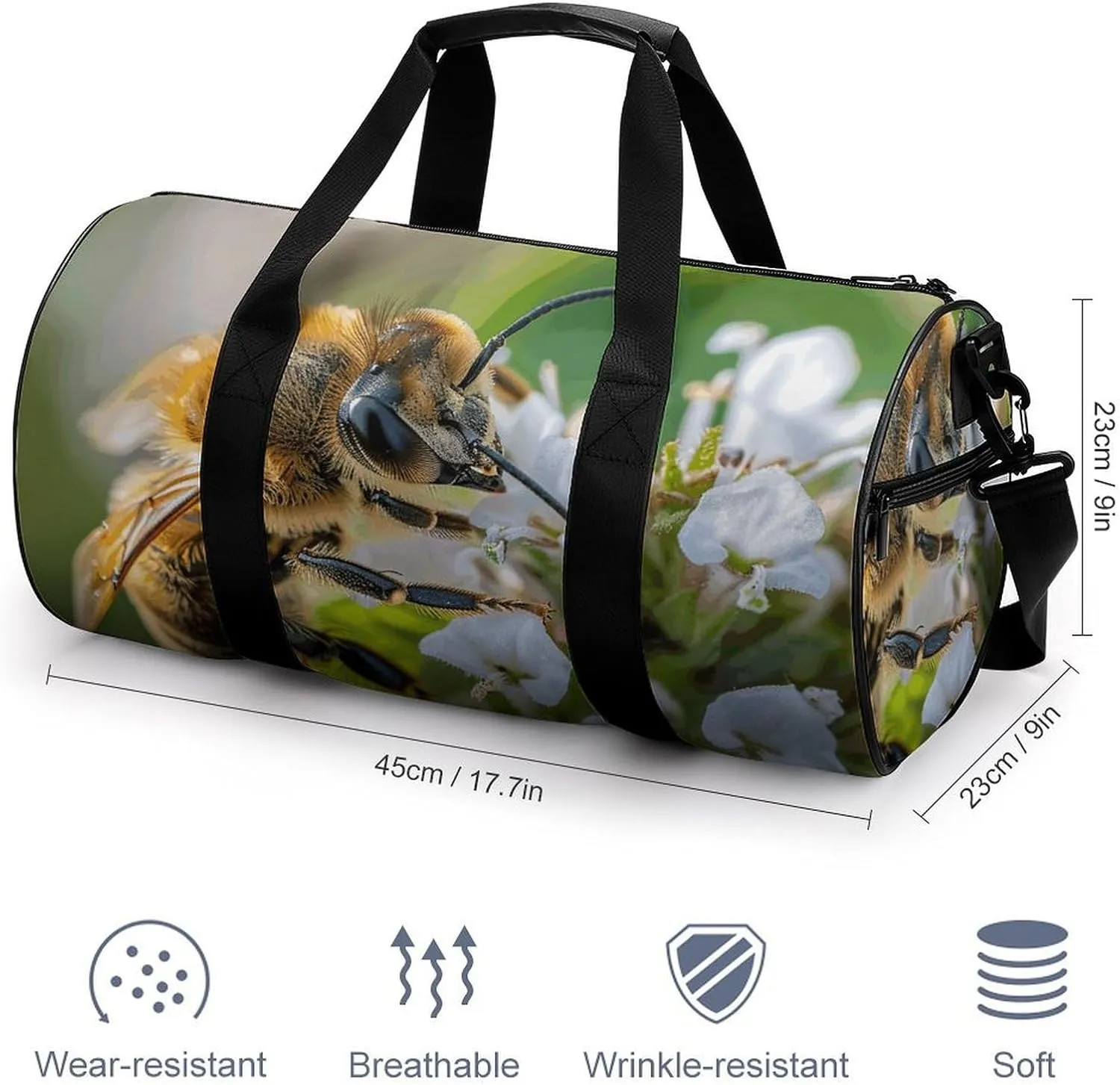 Travel Duffel Bag for Men And Women,A Curious Bee Waterproof Sports Fitness Bag Portable Travel Duffel Bag