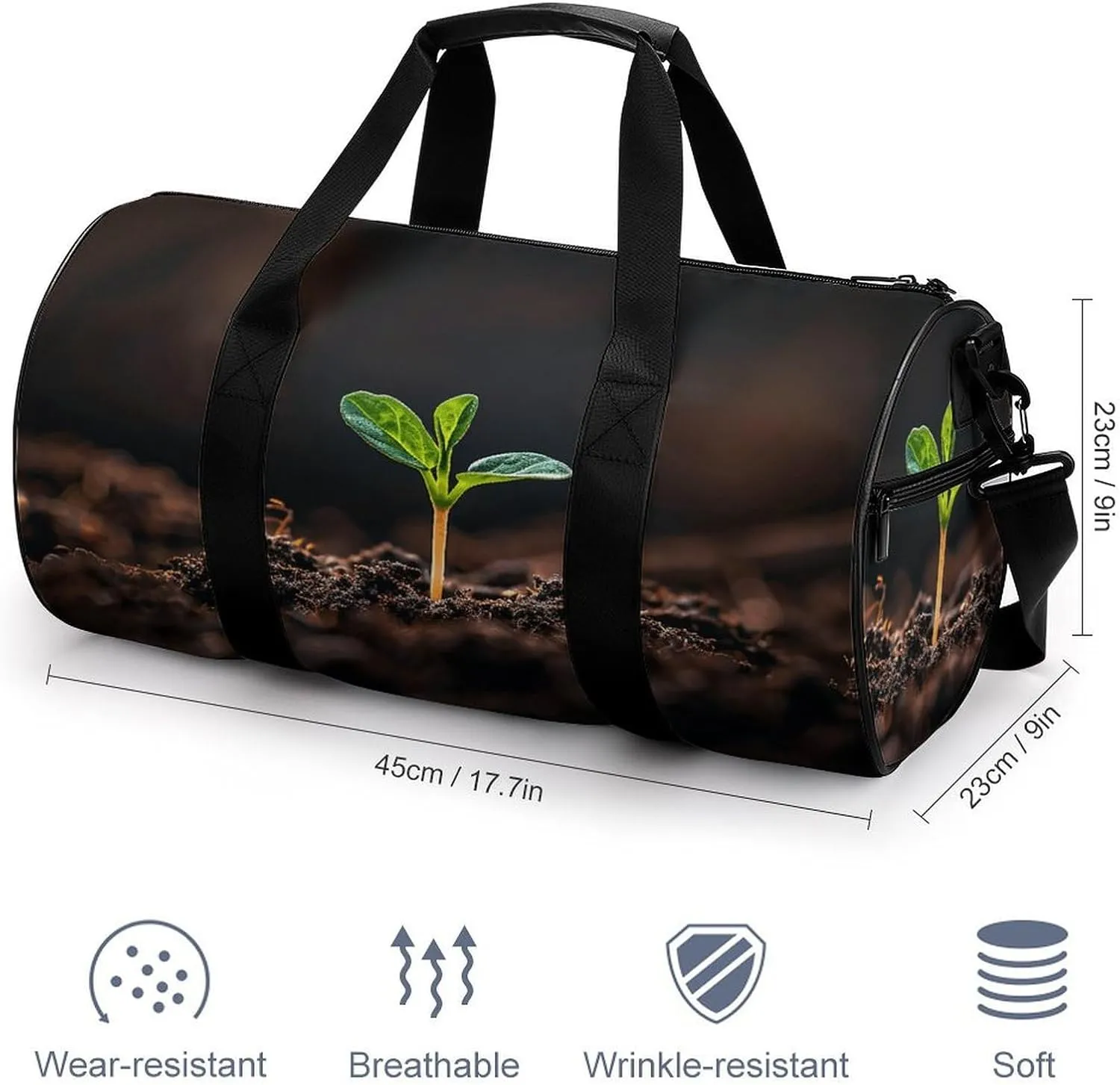 Travel Duffel Bag for Men And Women,A Seedling Sprouts Waterproof Sports Fitness Bag Portable Travel Duffel Bag