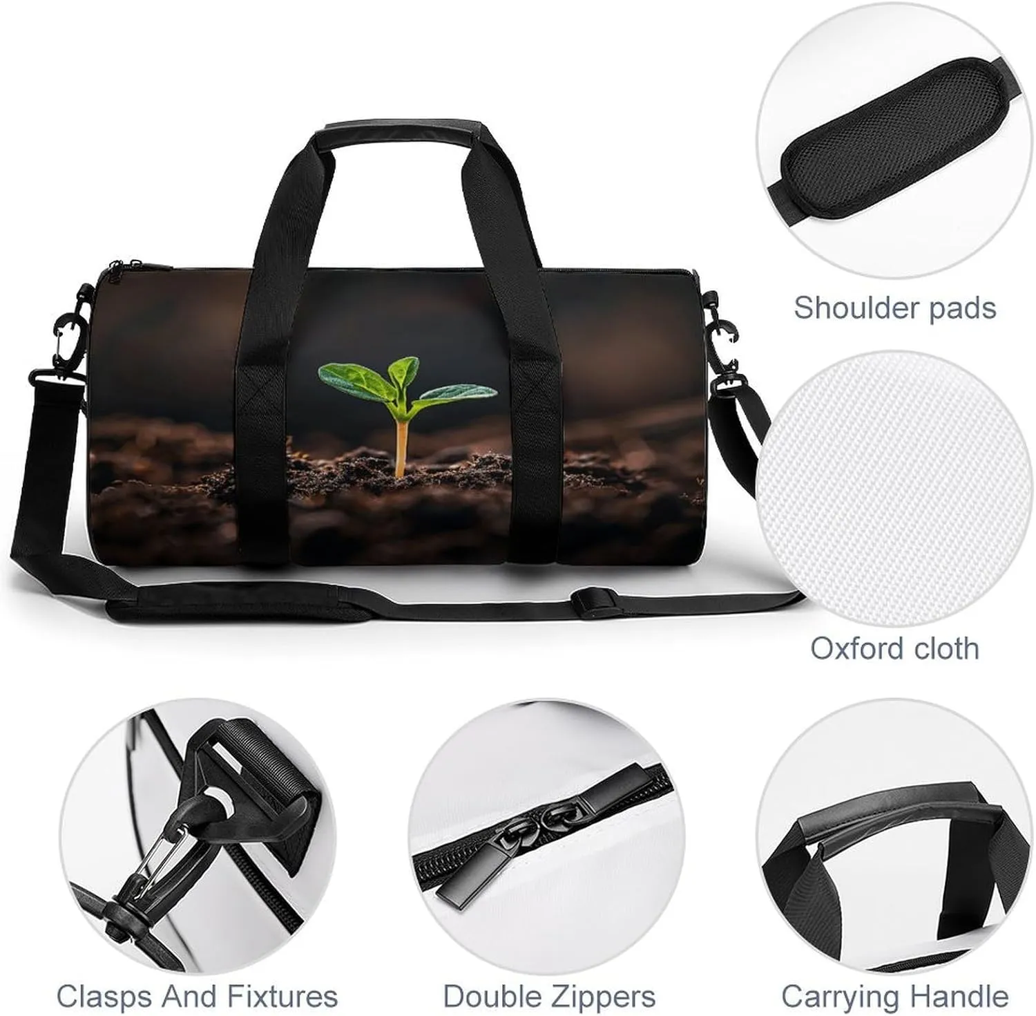Travel Duffel Bag for Men And Women,A Seedling Sprouts Waterproof Sports Fitness Bag Portable Travel Duffel Bag