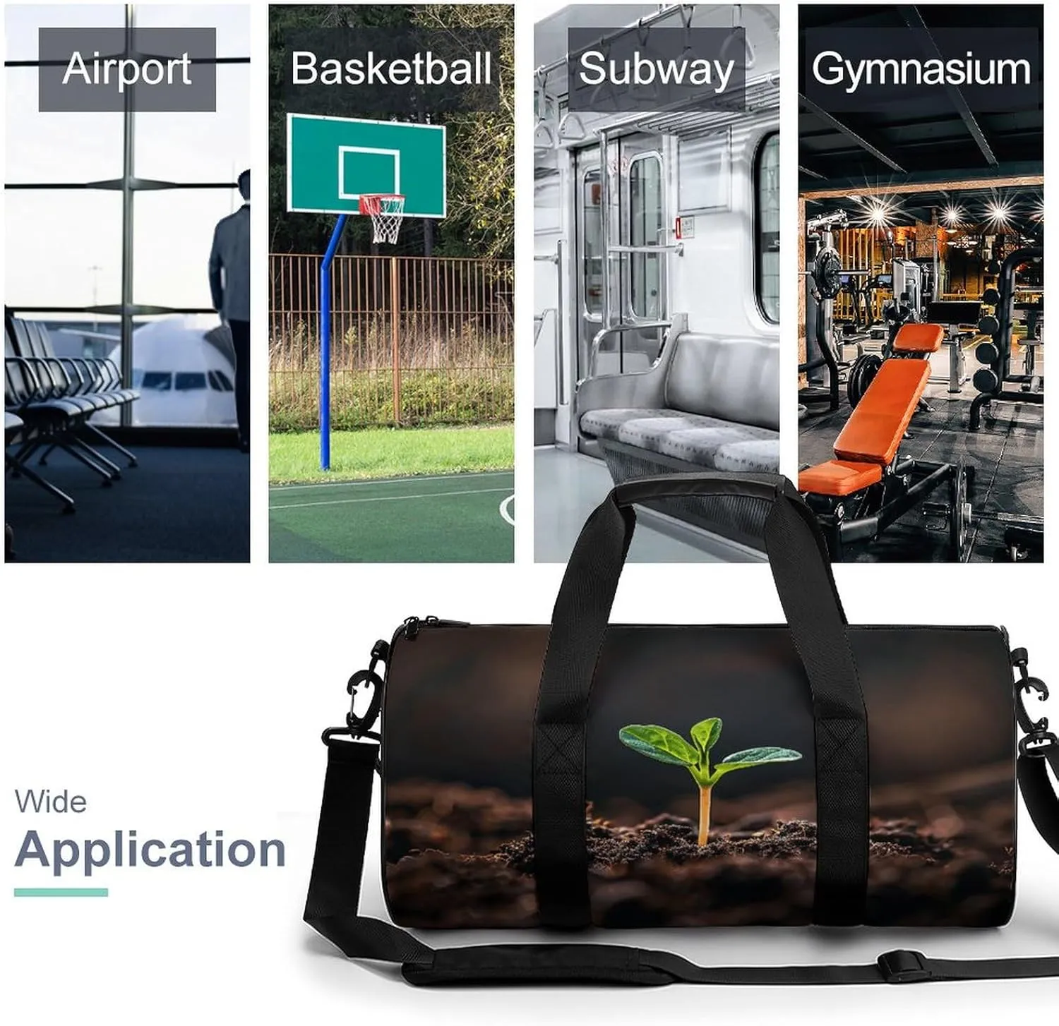 Travel Duffel Bag for Men And Women,A Seedling Sprouts Waterproof Sports Fitness Bag Portable Travel Duffel Bag