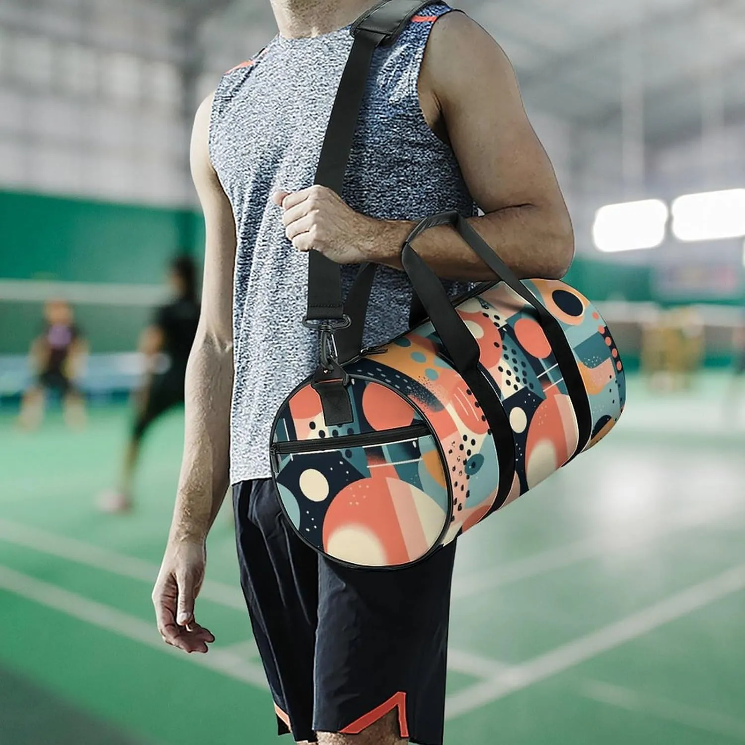 Travel Duffel Bag for Men And Women,Abstract Shape Style Waterproof Sports Fitness Bag Portable Travel Duffel Bag