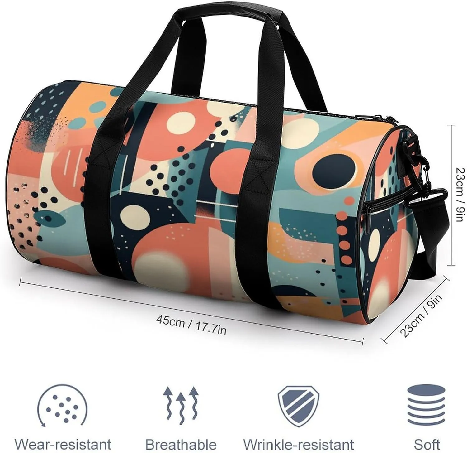 Travel Duffel Bag for Men And Women,Abstract Shape Style Waterproof Sports Fitness Bag Portable Travel Duffel Bag