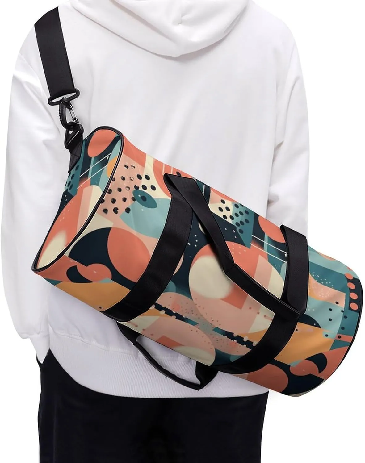 Travel Duffel Bag for Men And Women,Abstract Shape Style Waterproof Sports Fitness Bag Portable Travel Duffel Bag