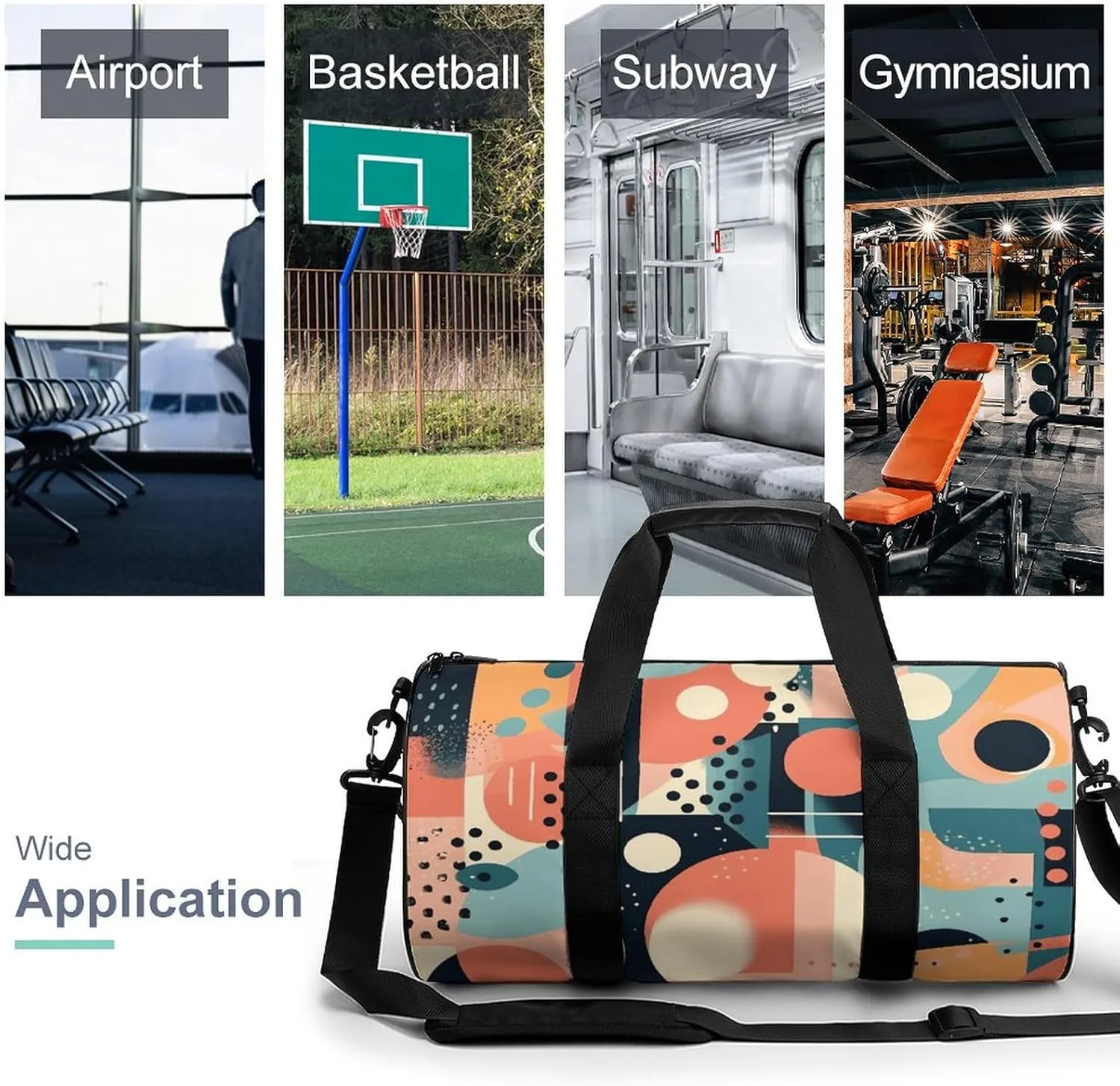 Travel Duffel Bag for Men And Women,Abstract Shape Style Waterproof Sports Fitness Bag Portable Travel Duffel Bag