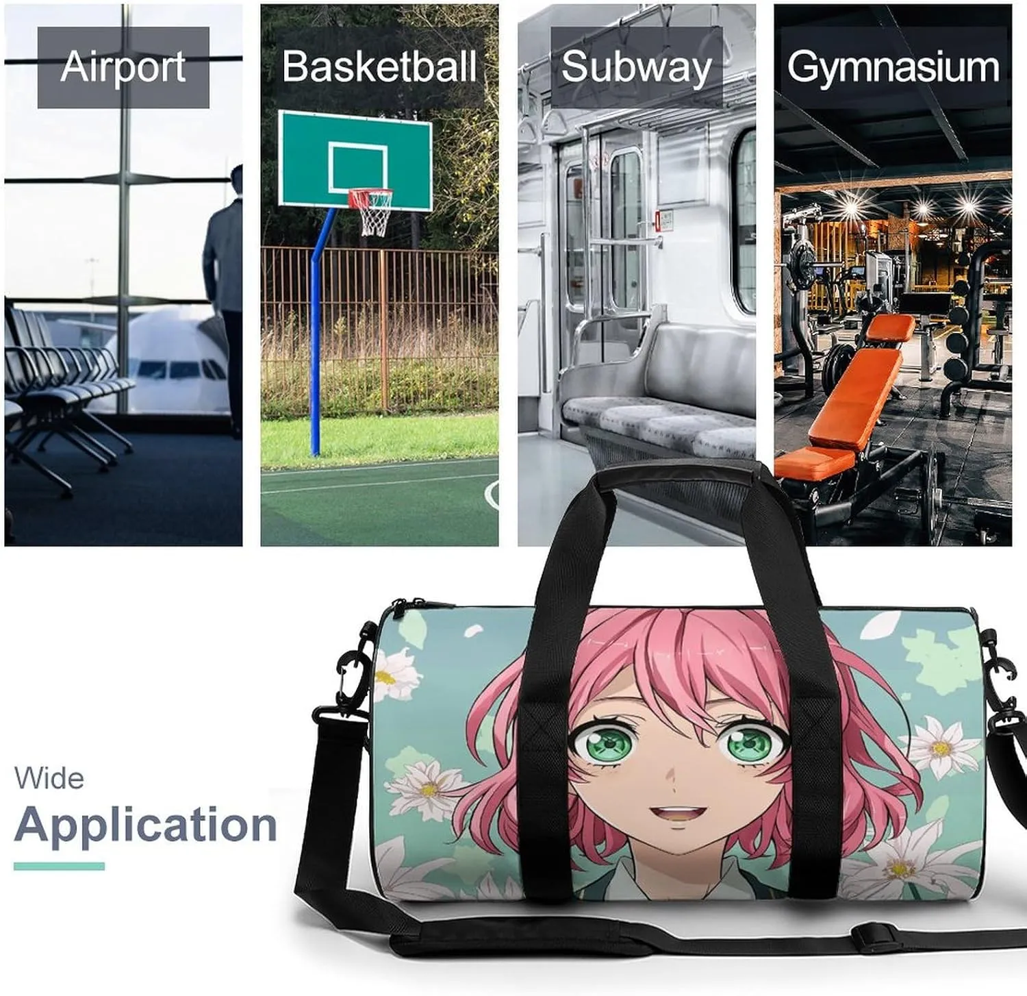 Travel Duffel Bag for Men And Women,Anime Girl Image Waterproof Sports Fitness Bag Portable Travel Duffel Bag