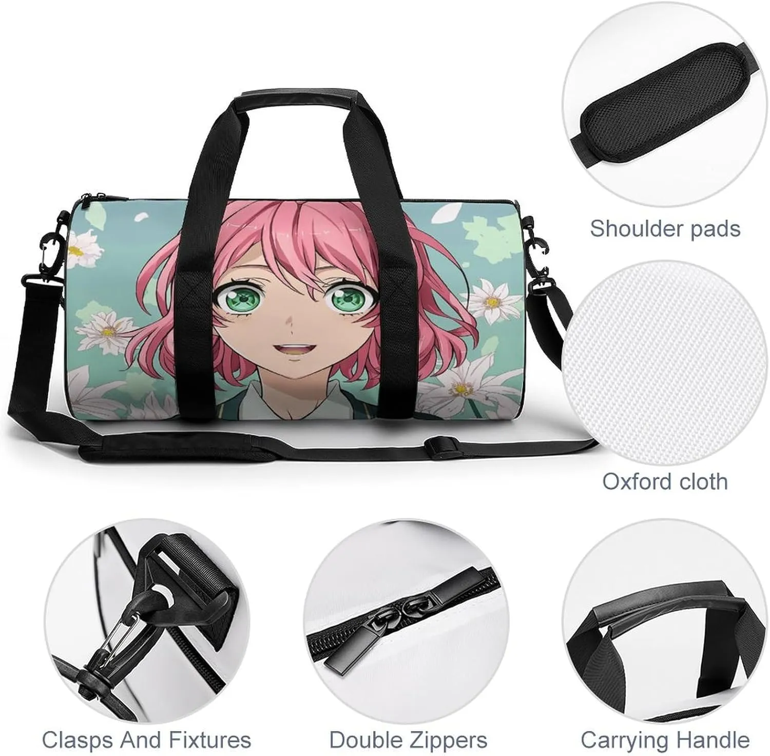 Travel Duffel Bag for Men And Women,Anime Girl Image Waterproof Sports Fitness Bag Portable Travel Duffel Bag