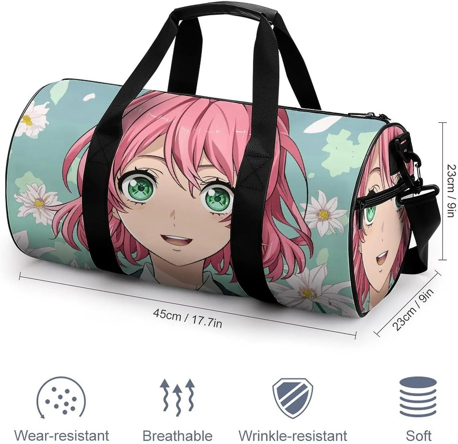 Travel Duffel Bag for Men And Women,Anime Girl Image Waterproof Sports Fitness Bag Portable Travel Duffel Bag