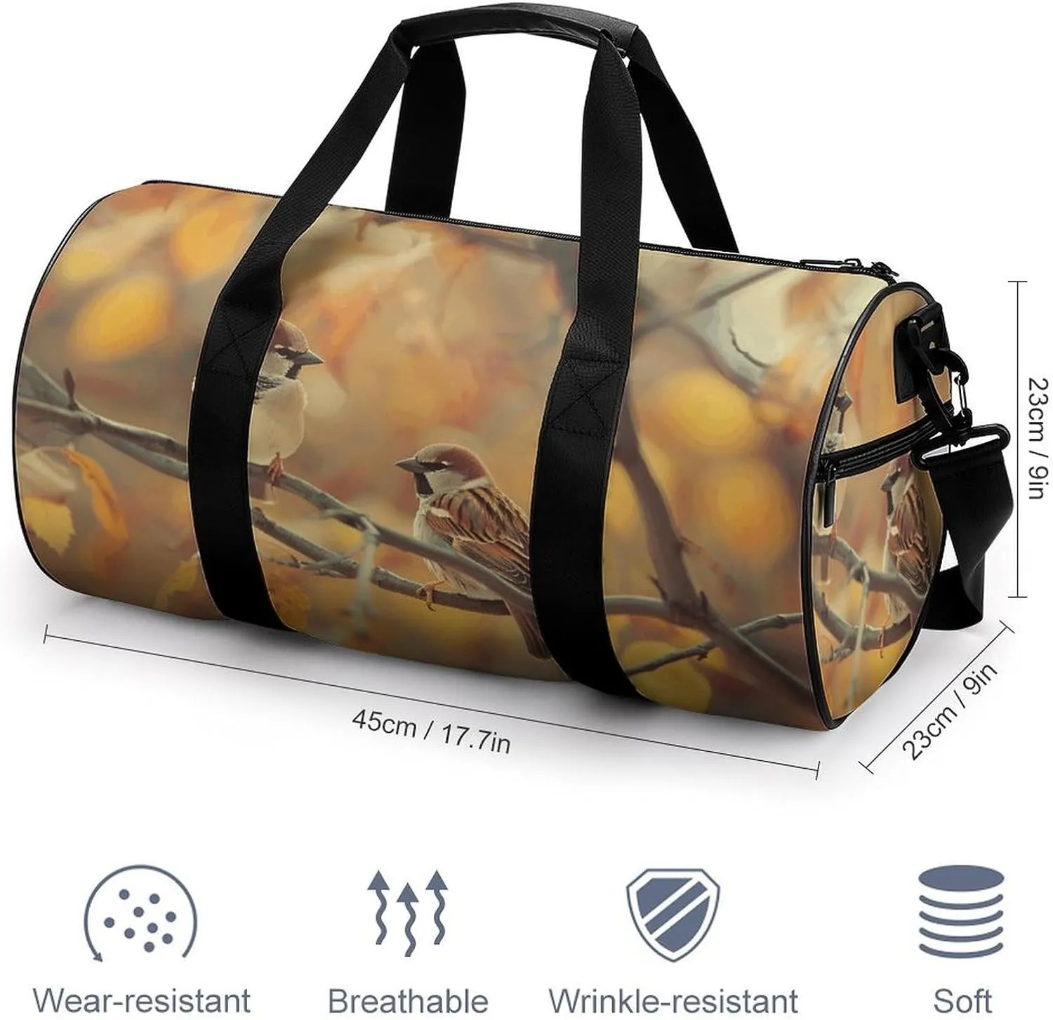 Travel Duffel Bag for Men And Women,Birds Lower Their Heads Waterproof Sports Fitness Bag Portable Travel Duffel Bag