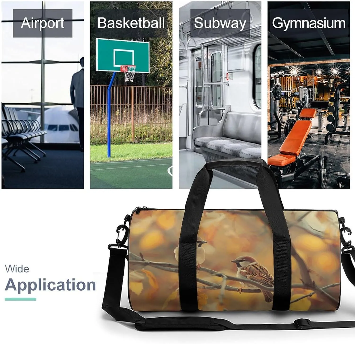 Travel Duffel Bag for Men And Women,Birds Lower Their Heads Waterproof Sports Fitness Bag Portable Travel Duffel Bag