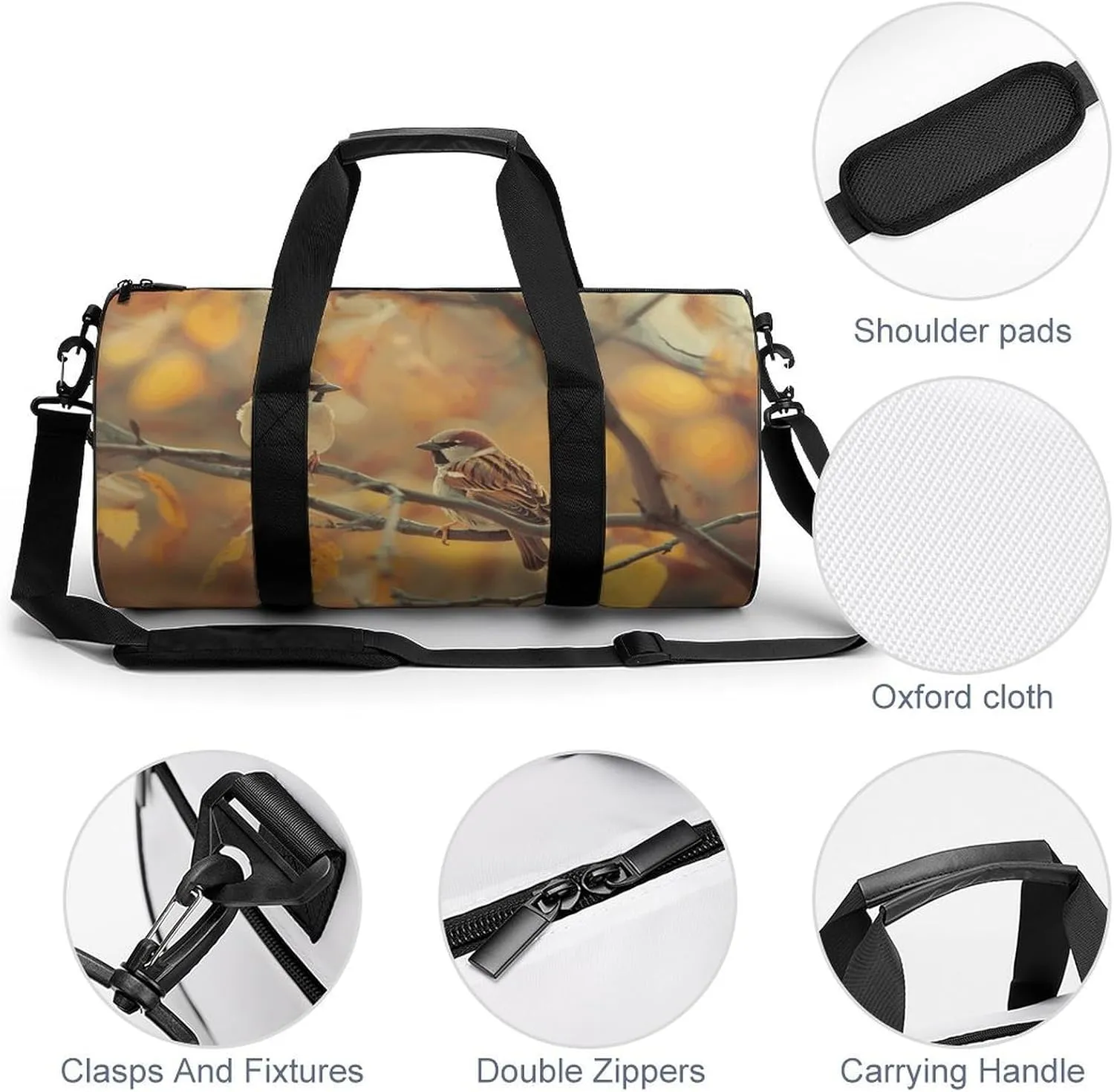 Travel Duffel Bag for Men And Women,Birds Lower Their Heads Waterproof Sports Fitness Bag Portable Travel Duffel Bag