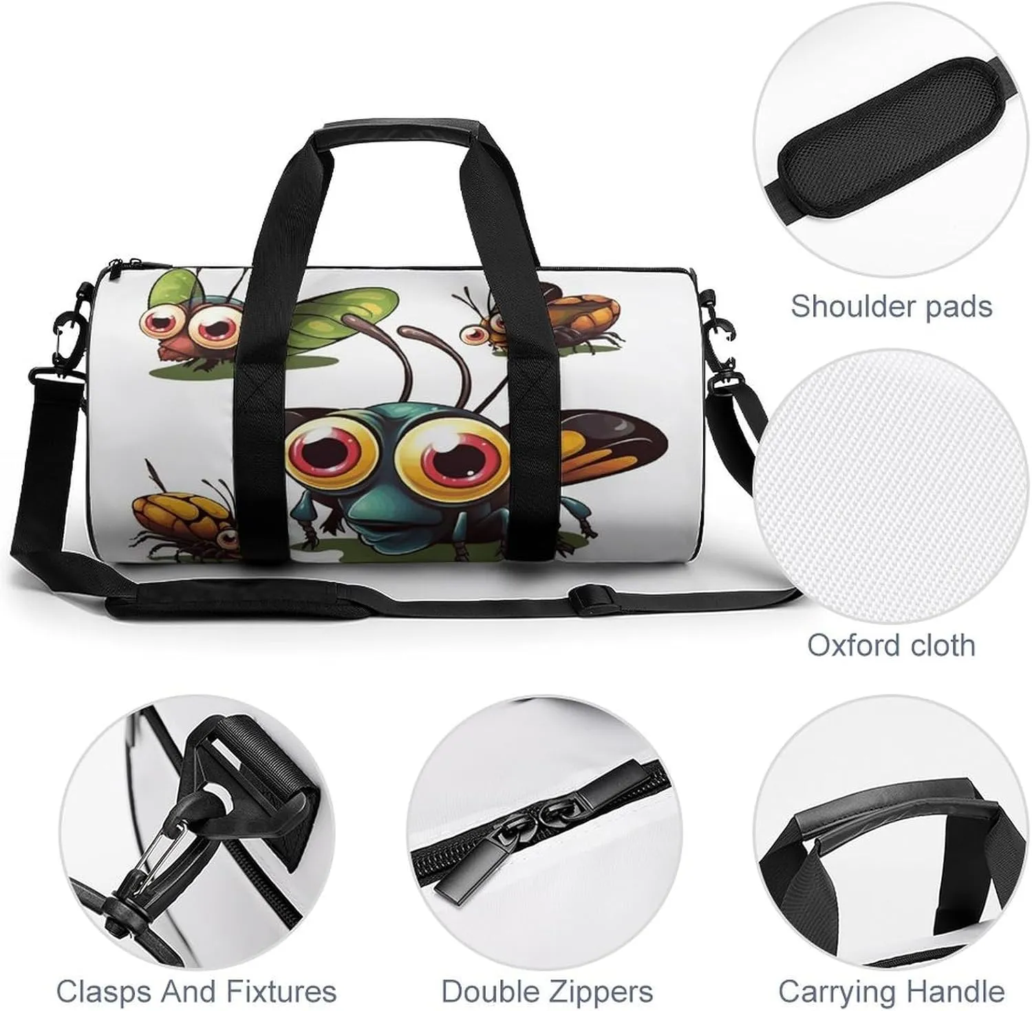 Travel Duffel Bag for Men And Women,Cartoon Insect Waterproof Sports Fitness Bag Portable Travel Duffel Bag