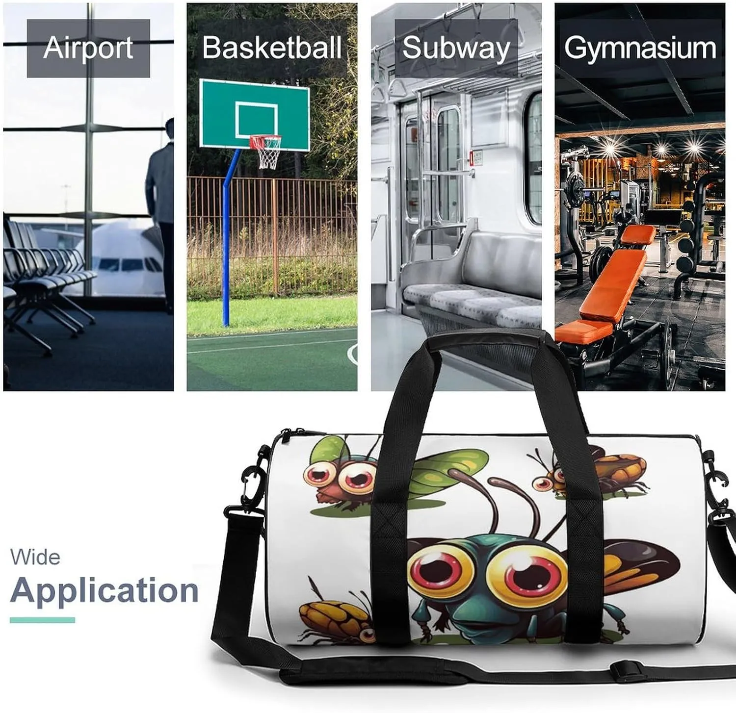 Travel Duffel Bag for Men And Women,Cartoon Insect Waterproof Sports Fitness Bag Portable Travel Duffel Bag