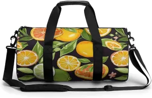 Travel Duffel Bag for Men And Women,Citrus Fruit Pattern Waterproof Sports Fitness Bag Portable Travel Duffel Bag, 17.7in/9in/9in